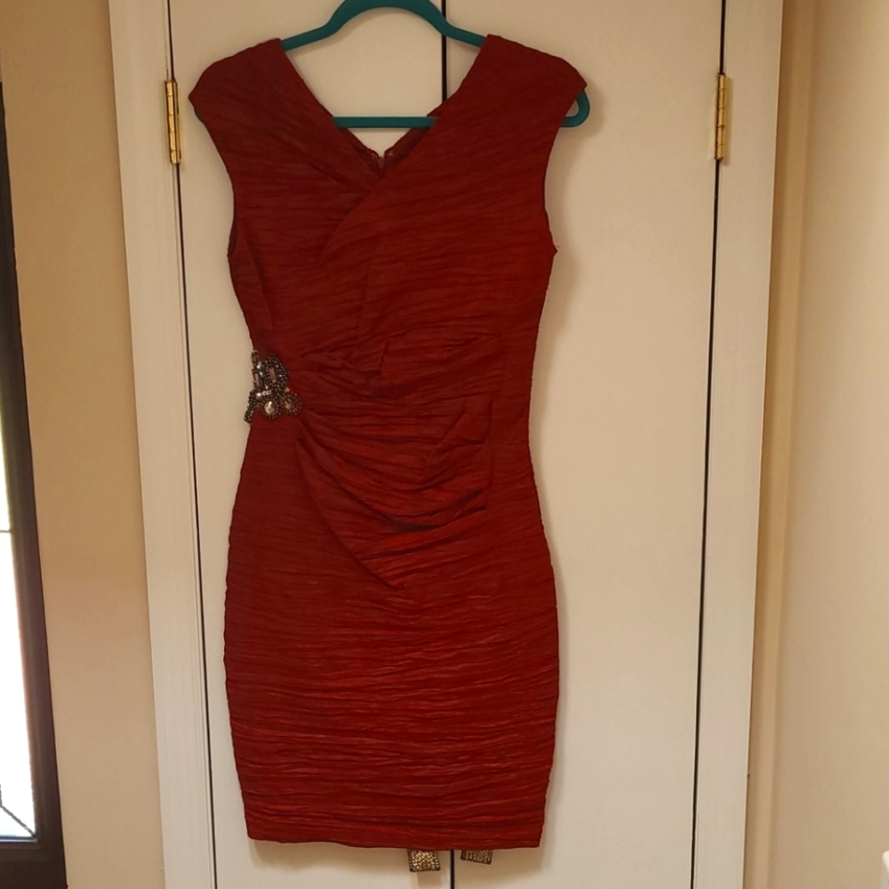 Calvin Klein red dress with embellishment